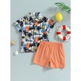 thumbnail image 2 of GXFC Toddler Boys Summer Shorts Outfits Kids Boys Short Sleeve Watermelon Print Lapel Shirt Top+Elastic Short Pants Set Casual Clothes 2Pcs 18M-5T, 2 of 9