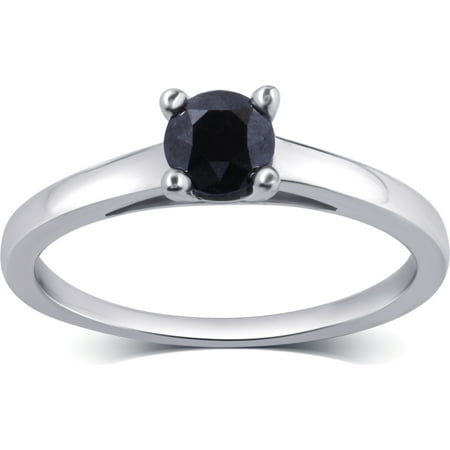 2.00 ct T.W. Black diamond Sterling Silver Solitaire Ring