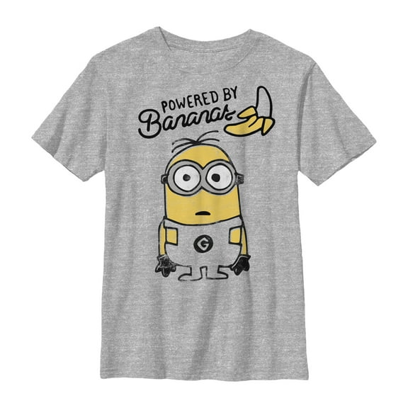 Boy's Despicable Me Minion Powered By Graphic Tee Athletic Heather X Large