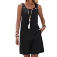 thumbnail image 3 of Women's Round Neck O-Ring Sleeveless Tank Top and Shorts 2 Piece Outfit Set Black XL, 3 of 7