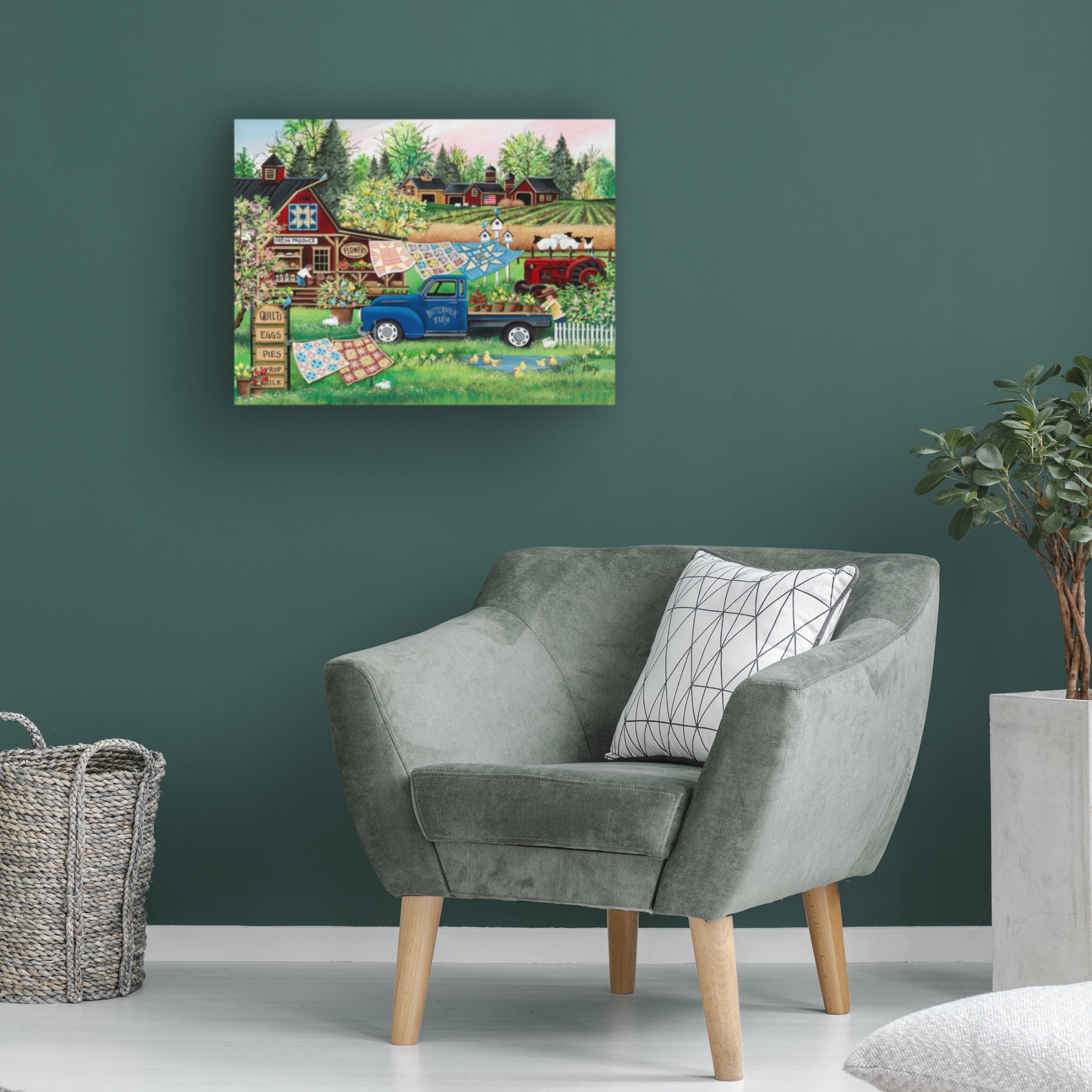 Canvas Wall Art - Debbi Wetzel 'Buttermilk Farm Spring' Wall Art for Living Room, Bedroom, or Office Décor by Trademark Fine Art - 24 x 18 Inches