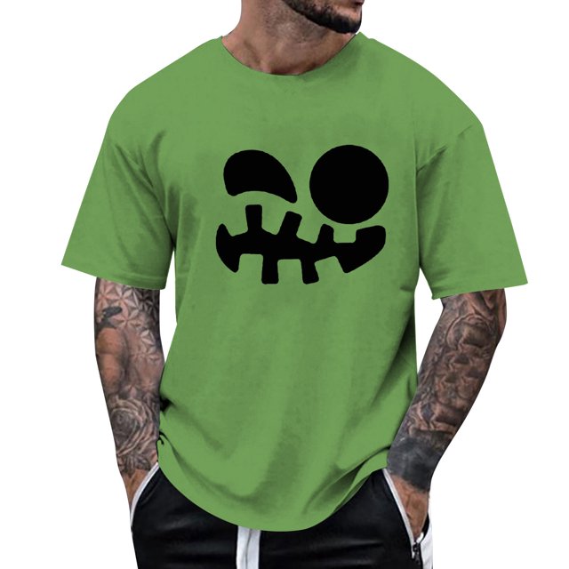 VBARHMQRT T-Shirt Dossier Thème Imprimé pour Hommes T-Shirt Imprimé Couleur Unie Manches Courtes Vert