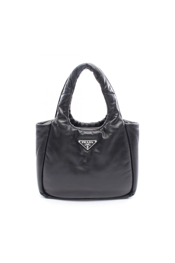 Pre-Owned Prada Triangle Logo Handbag, Leather, Women's, Black (Good)