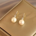 thumbnail image 5 of Gold-Tone Alloy Earrings with Gemstones and Imitation Pearls, Fashion Party Jewelry, Perfect for Christmas, Halloween, New Year, Valentine's Gifts for Women, Mothers, Family,Golden, 5 of 6