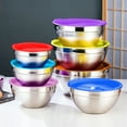 thumbnail image 2 of Bowls with Lids, Stainless Steel Salad Bowl Combination Set 7 Piece with Multicolor Lids, Salad Bowl with Lid for Cooking Storage, 0.75L to 4.1L Capacity Stackable Design, 2 of 8