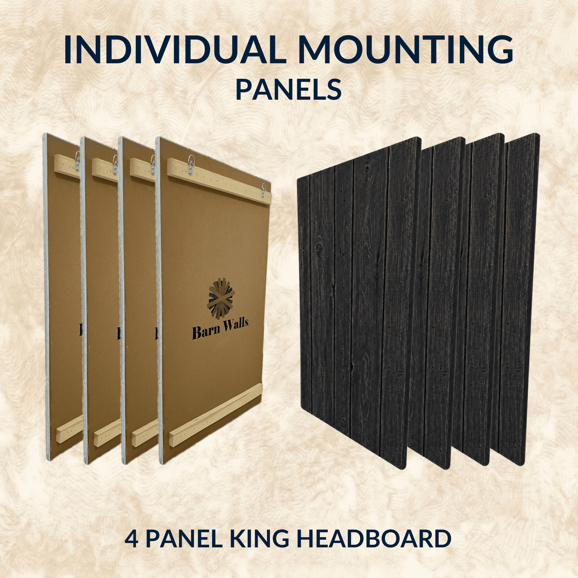 Barn Walls Solid Wood Headboard, King Size - Black Barrel