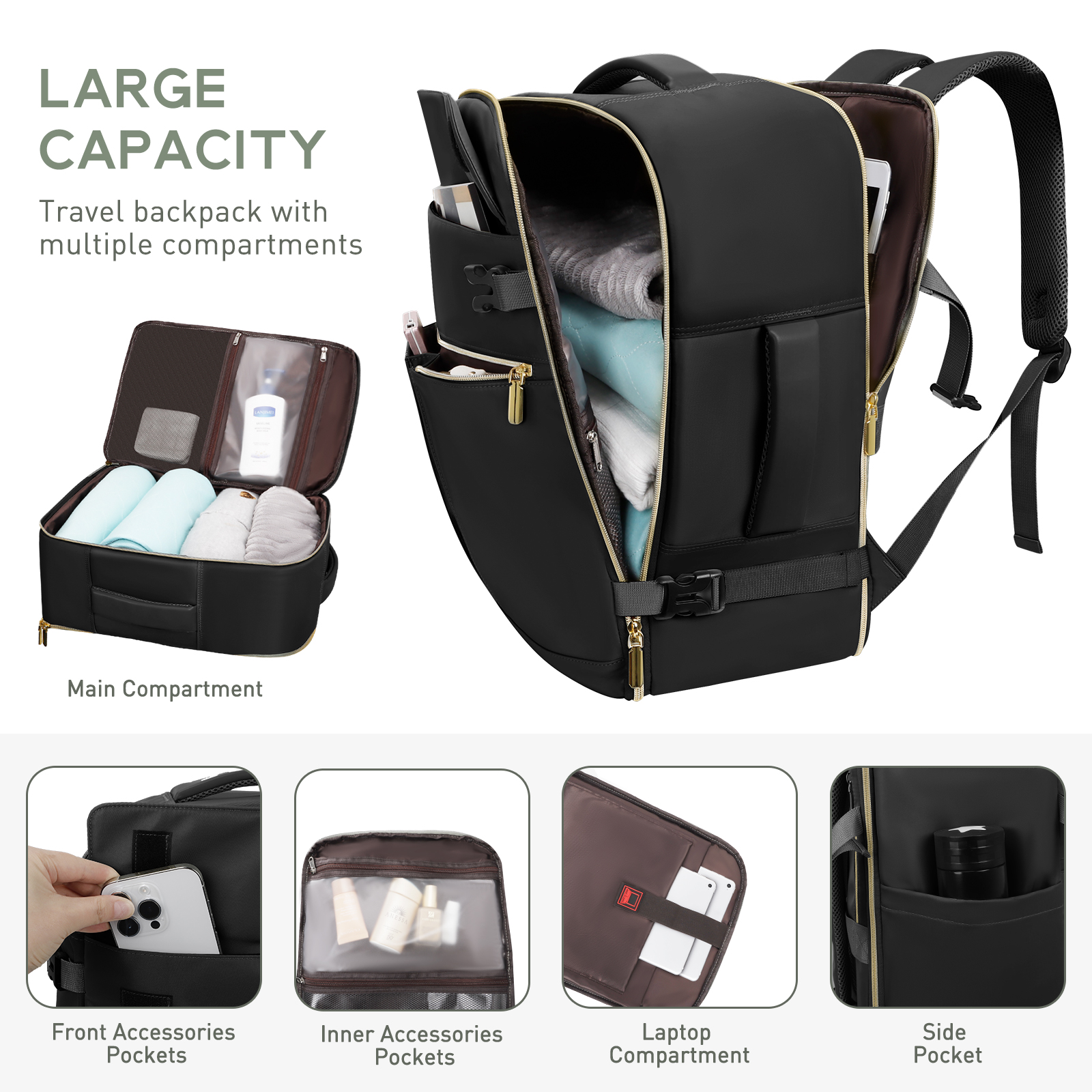 Cshidworld 40L Travel Backpack with Packing Cubes photo 2