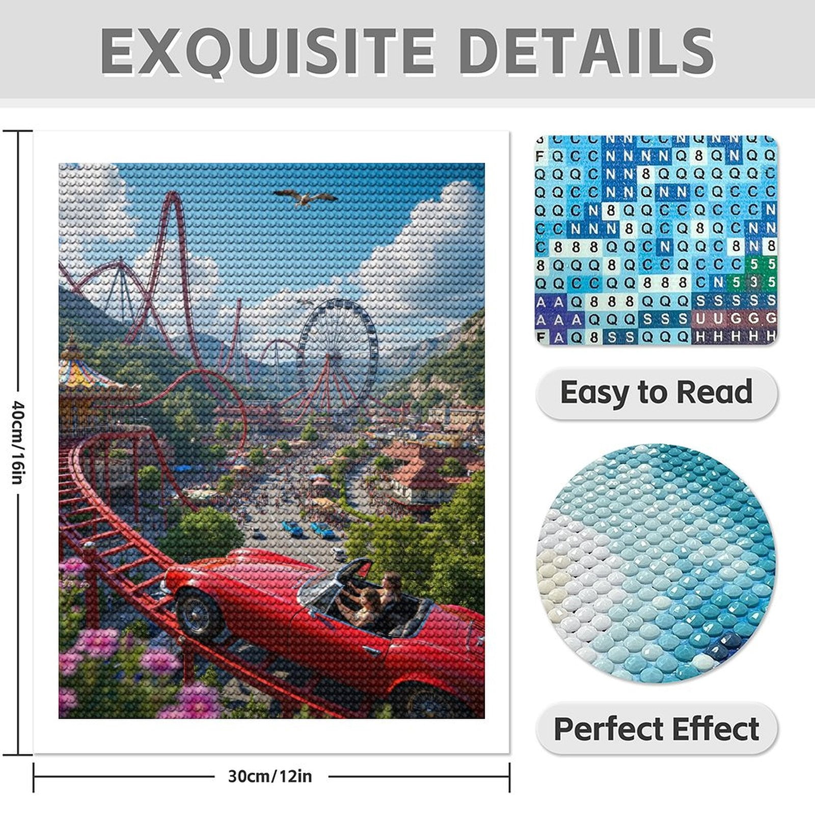 Diamond Art Kits for Adults - 5d Roller Coaster Adventure Scene Diamond Painting for Adults, Diamond Art for Adults Beginners, Diamond Painting Kits for Adults for Home Wall Decor