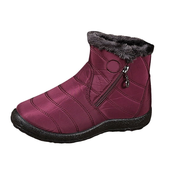 YLYL Women Snow Boots Waterproof No Slip Warm Fur Lined Slip on Outdoor Winter Short Boots