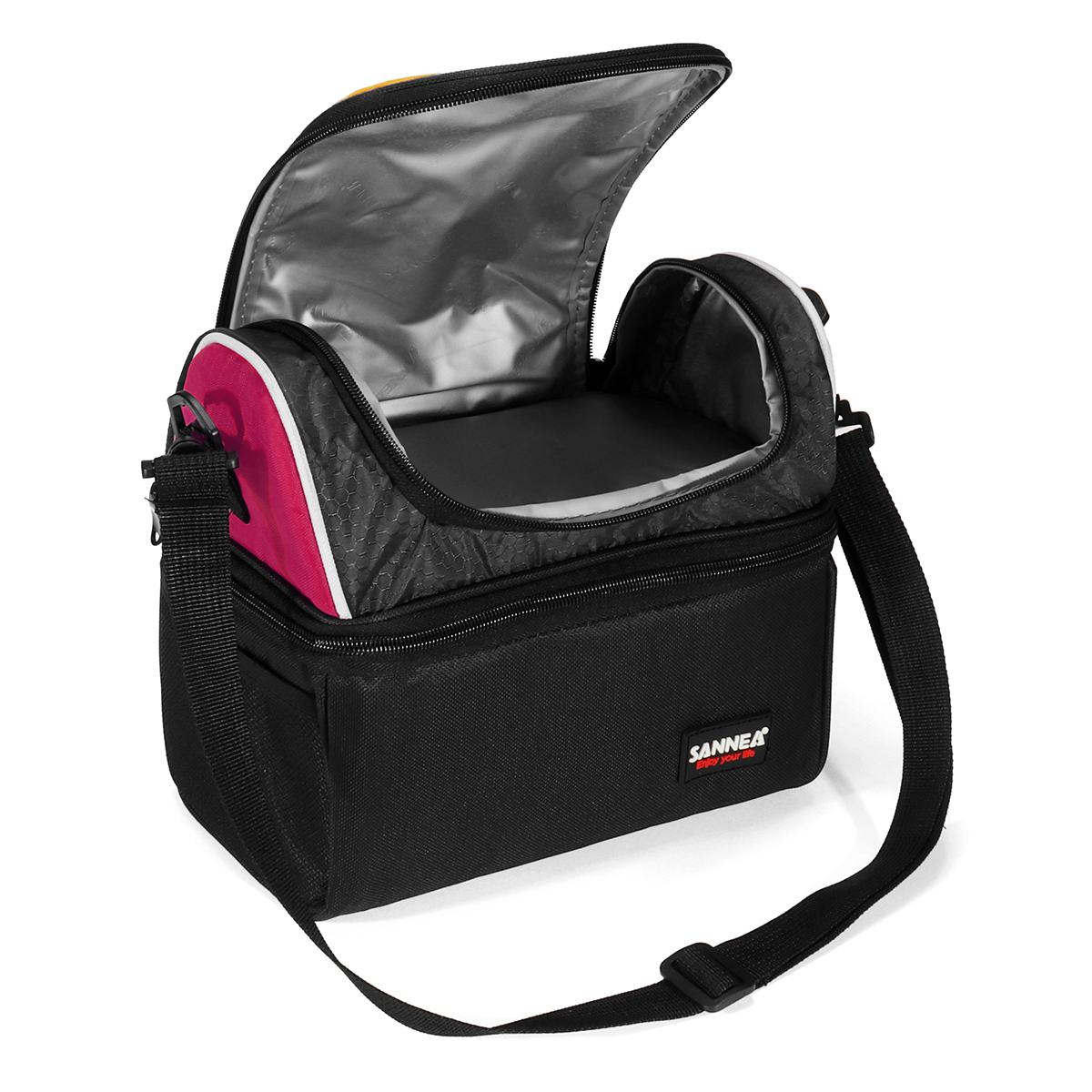 Black Dual Compartment Insulated Cooler Lunch Bag Includes 3 Large Meal Prep Containers Ice Pack Saladays Lunch Box For Men Adjustable /& Detachable Shoulder Strap