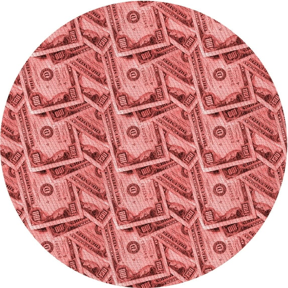 Ahgly Company Machine Washable Indoor Round Transitional Red Area Rugs, 5' Round