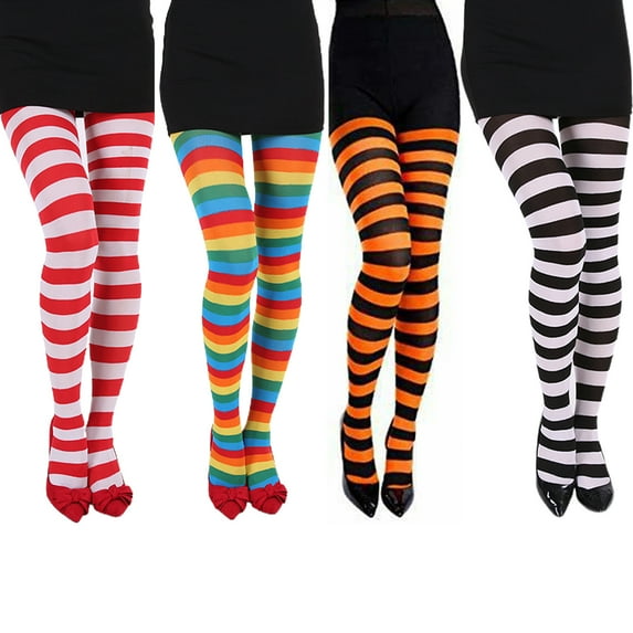 Dengjunhu Christmas Stockings Striped High Elasticity Lady Vintage High Waist Pantyhose Cosplay Costume