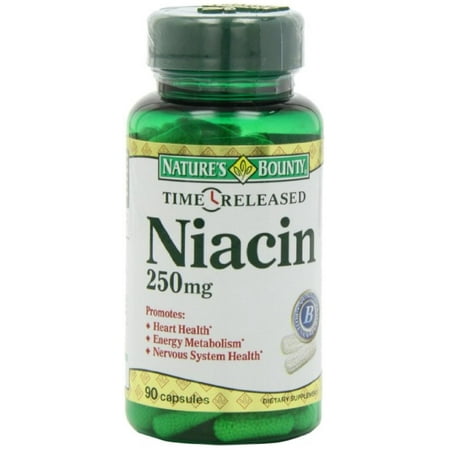 Nature's Bounty Natural Time Release Niacin 250 mg Capsules 90 ea (Pack of