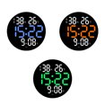 thumbnail image 1 of ABS Wall Clock Replacement Decorative Battery Powered Light-operated Battery Powered Gym Digital LED Clocks Alarms Thermometer Orange, 1 of 9