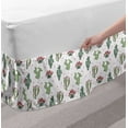 thumbnail image 2 of Cactus Bed Skirt, Botanical Design with Prickle Desert Plants and Flowers Together Print, Elastic Bedskirt Dust Ruffle Wrap Around for Bedding Decor, 4 Sizes, Vermilion Jade Green, by Ambesonne, 2 of 2