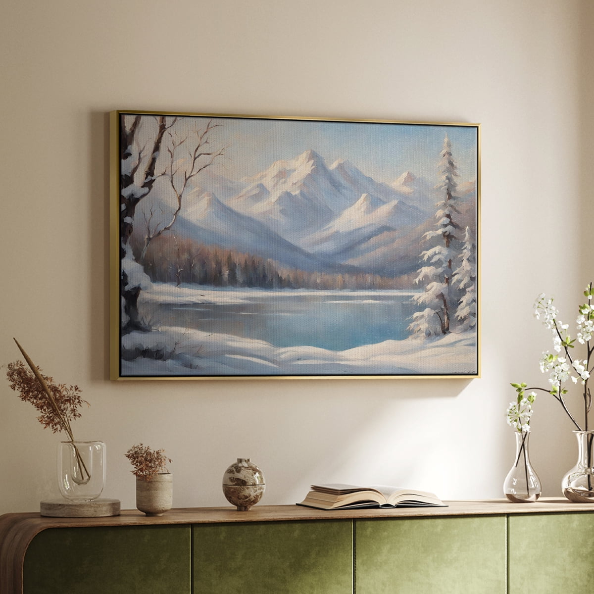 Vintage Landscape-CCV By Wexford Home Framed in Gold Wood Gallery Wrapped Canvas 27 in. x 41 in.