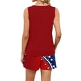 thumbnail image 5 of Iaqnaocc Two Piece Sets for Women 250 Anniversary Usa Flag Flag Tank Square Neck Sleeveless and Elastic Waist Shorts Summer American Flag Stars Lounge Sets for Women Vermilion XXXL, 5 of 5
