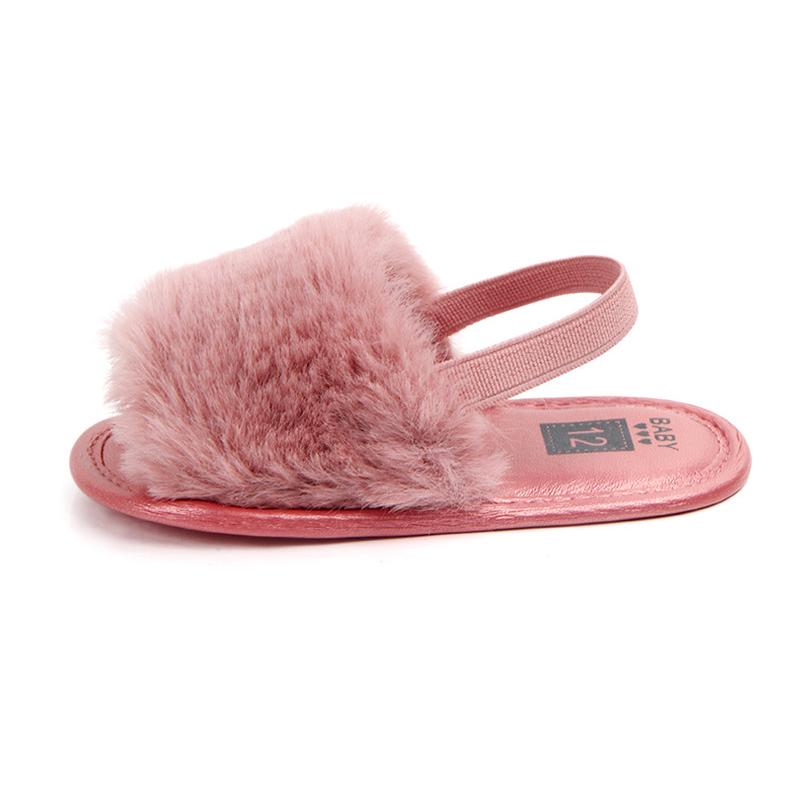 Baby Girls Summer Sandals Non Slip Soft Sole Infant Dress Shoes Newborn Toddler Furry Fur First Walker Crib Shoes House Slipper - image 5 of 5