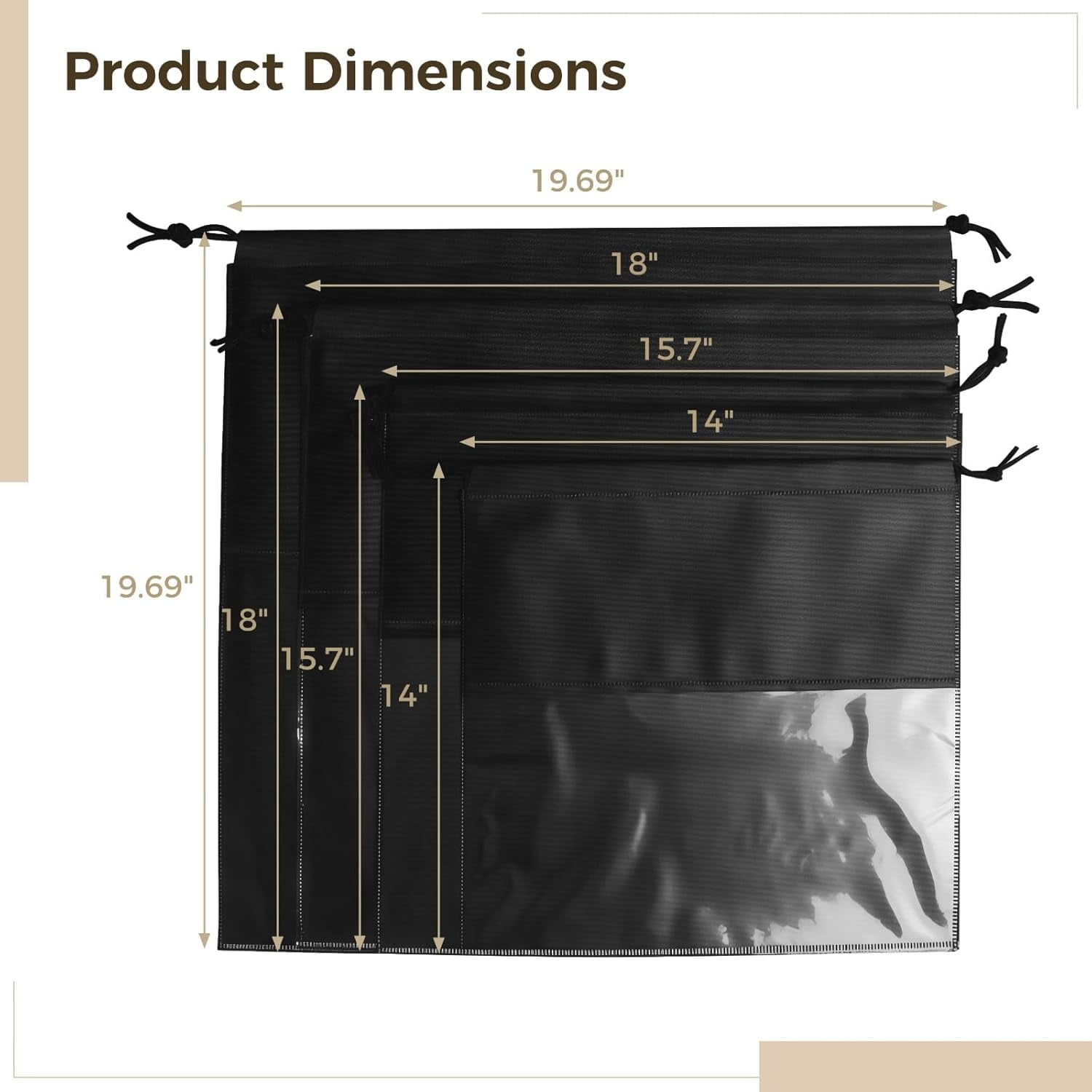 16 Pcs Dustproof Drawstring Storage Bags, Dust Bags for Handbags, Shoe Pouch, Non-Woven Fabric, Ideal for Organizing and Protecting Items