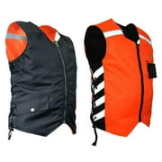 Mens Military Duty Reversible Safety Vest - Orange - Large MDVO
