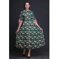 thumbnail image 2 of Bimba Floral Printed Roll Up Sleeves Button Down Mid-Calf Women Shirt Dress-Small, 2 of 5