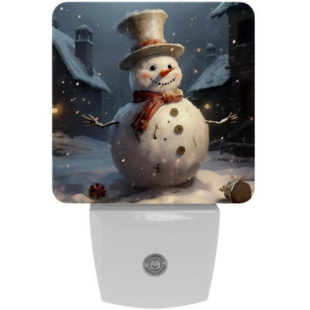 

Christmas snowman retro Square LED Night Lights - Small Portable and Energy-Efficient Illumination Solution for Any Room - Ideal for Nightstands Bedrooms and Dorms