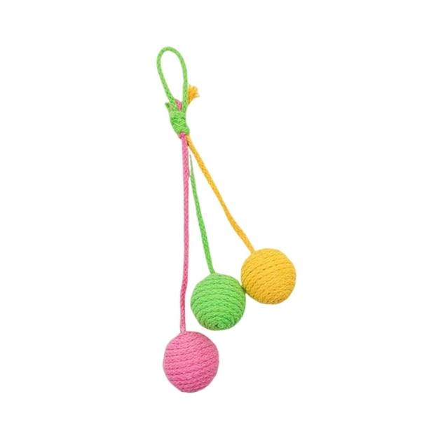 Pelota de cuerda de sisal para gatos. Regalo ideal para hacer ejercicio y divertirse. Resistente al desgaste. Protege. Rosa Amarillo Verde