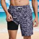 thumbnail image 2 of Mens Casual Pantalones Cortos Estilo Hawaiano Impreso Cortos de Playa con Cordón, Bolsillos con Forro Interior para el Verano, 2 of 6