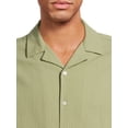 thumbnail image 4 of No Boundaries Men's and Big Men's Cotton Crinkle Button Front Shirt with Short Sleeves, Sizes XS-3XL, 4 of 5
