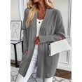thumbnail image 1 of Cardigan Ouvert en Tricot Uni Décontracté à Manches Longues avec Poche pour Femmes, 1 of 18