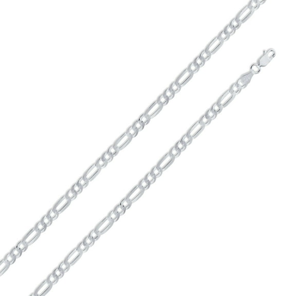 Sterling Silver 925 High Polished Figaro 120 4.9mm Chain Made in Italy 22" Jewelry Female Unisex