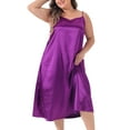 thumbnail image 2 of DARING DIVA Women's Plus Size V Neck Satin Sleeveless Nightgowns 3X Purple, 2 of 6