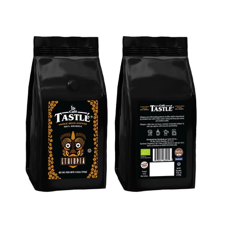 Cafe Tastle Ethiopia Medium-Dark Roast 100% Arabica Whole Bean Coffee, 8.82 oz (Pack of 2)