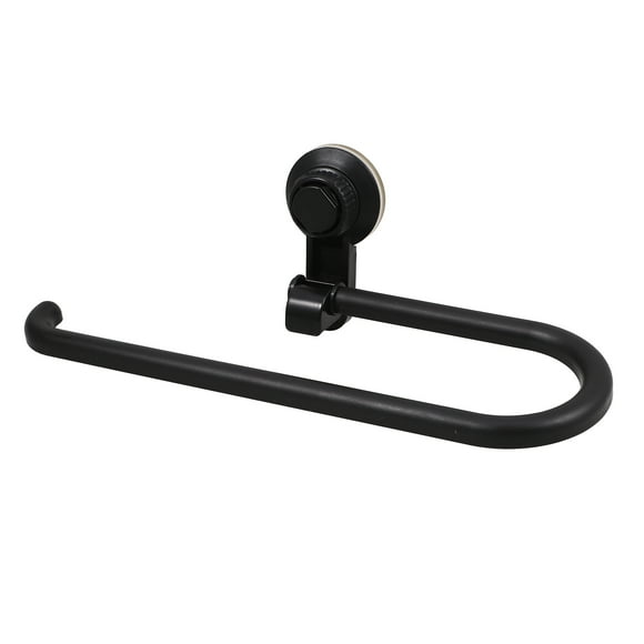 Portarrollos de papel higiénico con ventosa, de pared, de plástico negro, sin necesidad de taladrar, ideal para cocina y baño.