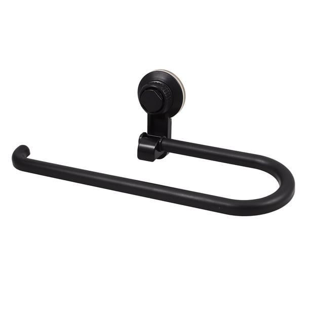 Portarrollos de papel higiénico con ventosa, de pared, de plástico negro, sin necesidad de taladrar, ideal para cocina y baño.