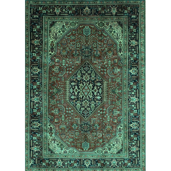 Ahgly Company Indoor Rectangle Persian Turquoise Blue Traditional Area Rugs, 6' x 9'