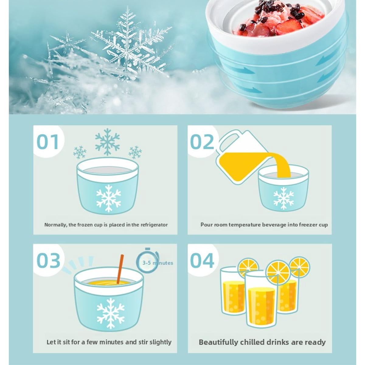 Swirl Cup Ice Cream Maker (Applicable to 110V-120V), Quickly Made in 15 Minutes, Small Home Mini Ice Cream Maker, One-Touch DIY Mini Ice Cream Maker, for Kitchen, Family Treats