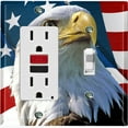 thumbnail image 1 of Metal Light Switch Plate Outlet Cover (Patriot Eagle Flag - Single Rocker Single Toggle), 1 of 2