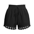 thumbnail image 7 of ClodeEU Women's High Waist Ruffle Hem Shorts,Cute Summer Casual Beach Pants with Pockets Black,Women's Plus L, 7 of 7