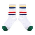 thumbnail image 2 of Retro Stripe Mid-Calf Socks, 6 Pairs Classic Athletic Crew Socks for Women Girls – Fashion Cotton Casual Running Sport Novelty Socks, 2 of 3