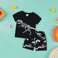 thumbnail image 2 of Youmylove Children's Summer Cartoon Dinosaur Print Short Sleeved Shorts Two Piece Set Boys' Casual T Shirt Shorts Set Cute Summer Outfit 2Pcs Set, 2 of 9