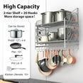thumbnail image 3 of Pot Rack Wall Mounted Pots and Pans Organizer with Hooks and Pot Lid Holders Heavy Duty Steel Pot and Pan Hanger for Kitchen Cookware Utensils Storage .” Lx WxH, 3 of 7