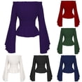 thumbnail image 2 of BUYISI Renaissance Blouse Women Off Shoulder Shirt Cosplay Costume Corset Top Vintage Purple 2XL, 2 of 9