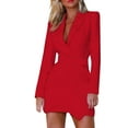 thumbnail image 2 of Bmisegm Womens Blazer Open Front Sexy Elegant Formal Suit Jackets Dress for Work Office Business Coat with Belt Long Blazers Suit Jackets for Women Red S, 2 of 7
