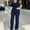 Navy women plus size shorts set a1, variant on Women Plus Size 2 Piece Set Casual Summer Cruise Outfits Loose Short Sleeve Crew Neck Tops Comfy Pants Matching Lounge Sets Tracksuits Travel Airport Clothes, Black 2XL