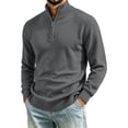 thumbnail image 3 of Atkumj Mens Quarter Zip Pullover Fashion Warm Loose Ribbed Turtleneck Knit Sweater Casual Solid Color Long Sleeve Mens Pullover Sweater for Daily Walking 2XL, 3 of 7