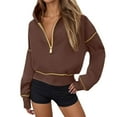 thumbnail image 2 of Half Zip Hoodies for Women 2025 Fall Winter Long Sleeve Casual Plain Cropped Hooded Sweatshirt Pullover Tops, 2 of 6