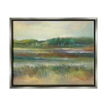Calming Countryside Scenery Field Landscape Painting Luster Gray Framed Art Print Wall Art
