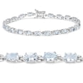 thumbnail image 3 of Genuine Aquamarine Tennis Bracelet in 925 Sterling Silver 8.80 Carat March Birthstone Tennis Oval Shaped Blue Stone Bracelet Aquamarine Jewelry For Women, 3 of 7