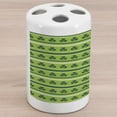 thumbnail image 1 of Green Ceramic Toothbrush Holder, Traditional Irish Pattern Clovers Happy St. Patrick's Day Theme, Decorative Versatile Countertop for Bathroom, 4.5" X 2.7", Lime Green Dark Green, by Ambesonne, 1 of 4